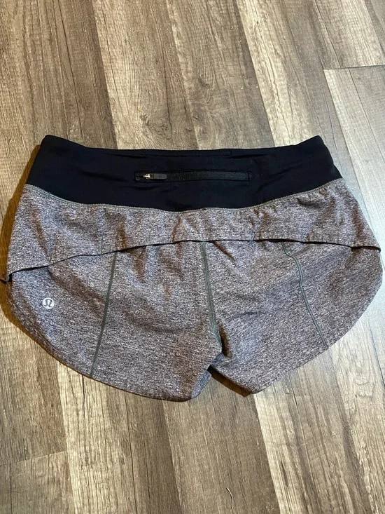 lululemon athletica Heathered Gray Shorts with Black Waistband - Picture 2 of 7
